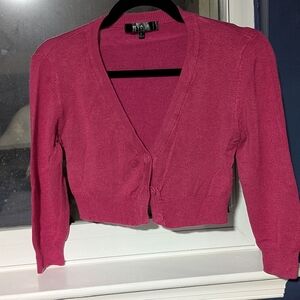 Fuchsia Cropped MAK Cardigan